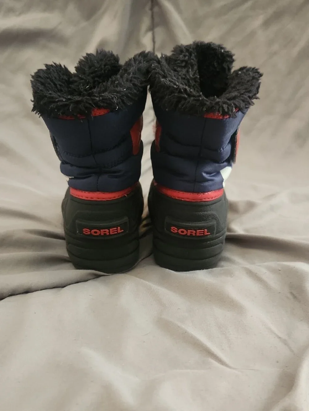 Sorel Navy & Red Insulated Kids Snow Boots